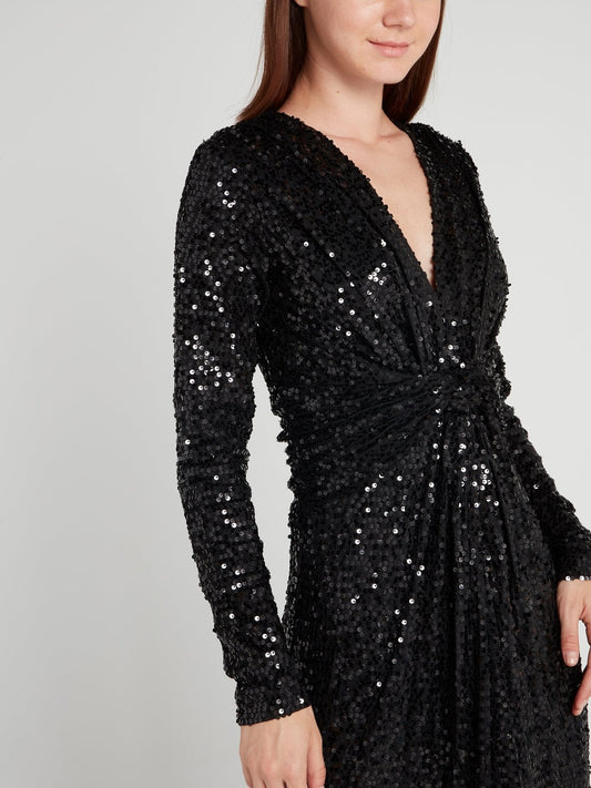 Black Sequin Maxi Dress