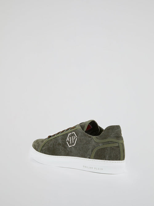 Green Low Top Canvas Sneakers