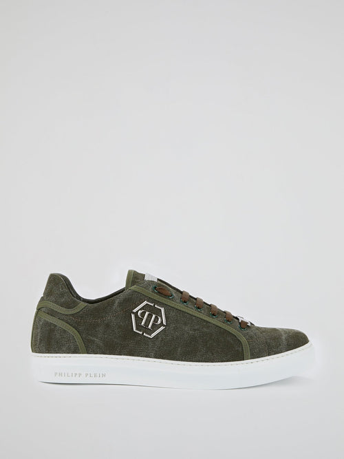 Green Low Top Canvas Sneakers