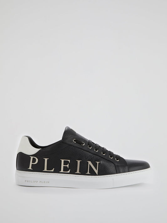 Black Logo Embellished Low Top Sneakers