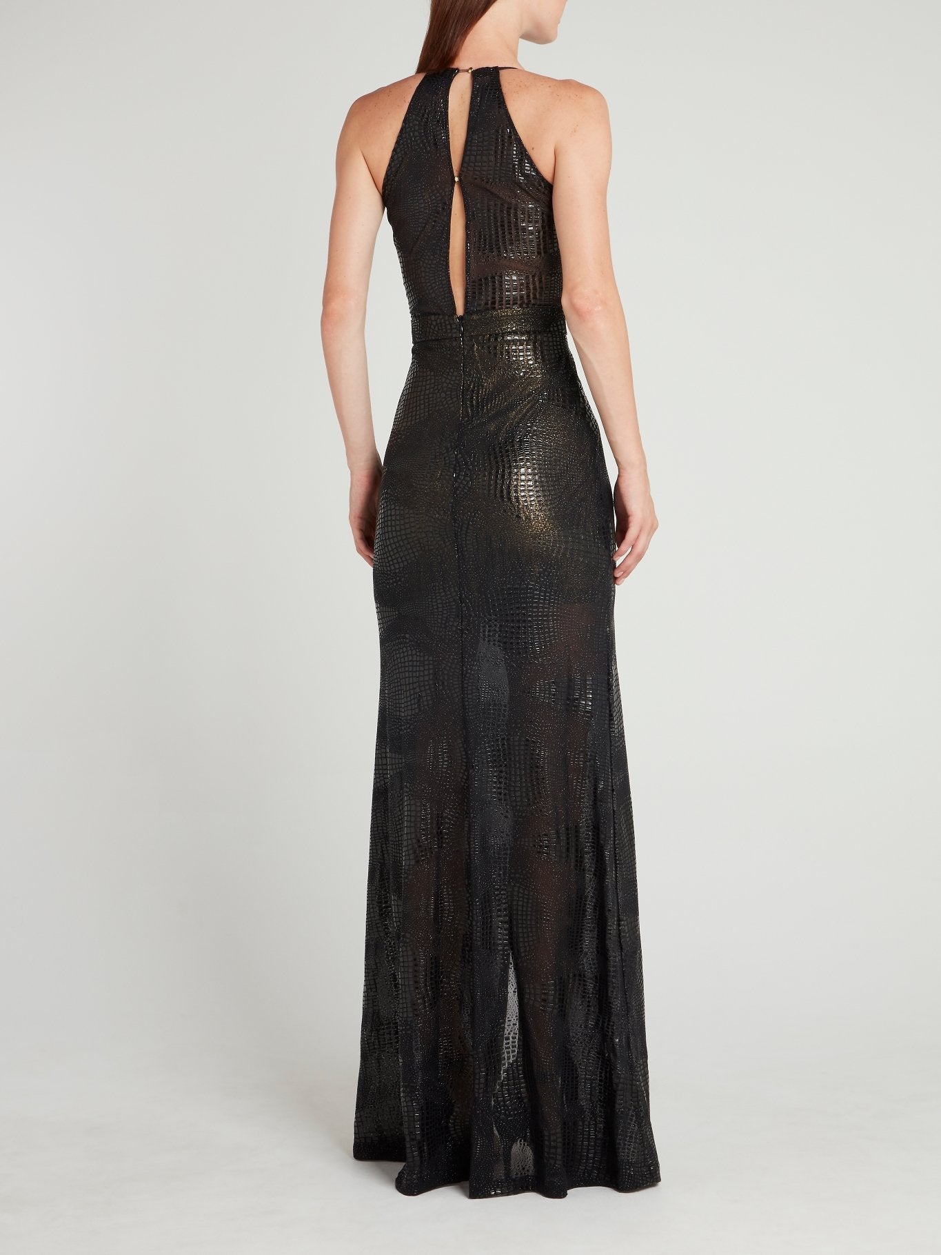 Black Snake Effect Wrap Maxi Dress