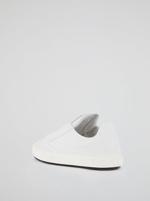 White Logo Flap Low Top Sneakers