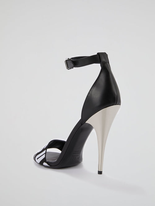 Black Logo High Heel Sandals