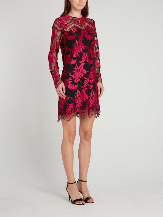 Fuchsia Embroidered Lace Dress