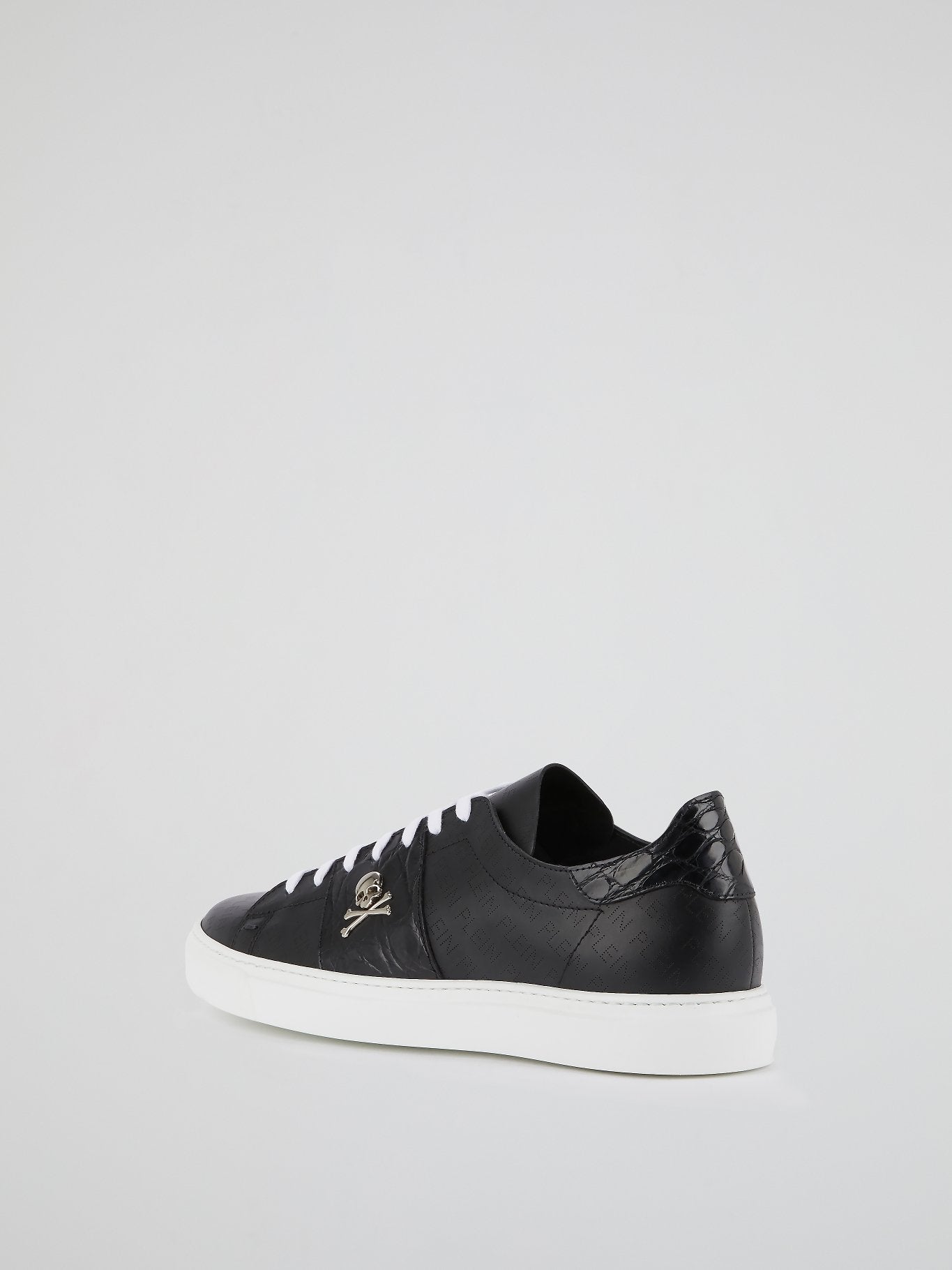 Black Monogram Print Contrast Sneakers