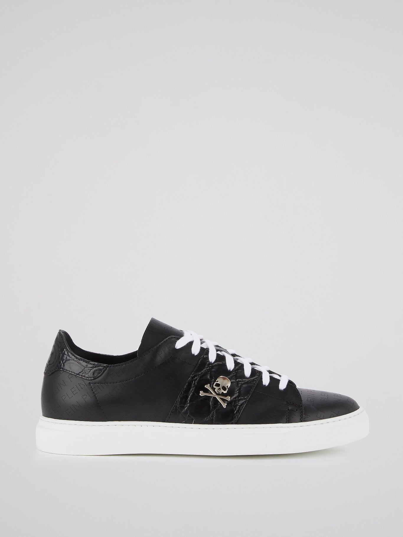 Black Monogram Print Contrast Sneakers