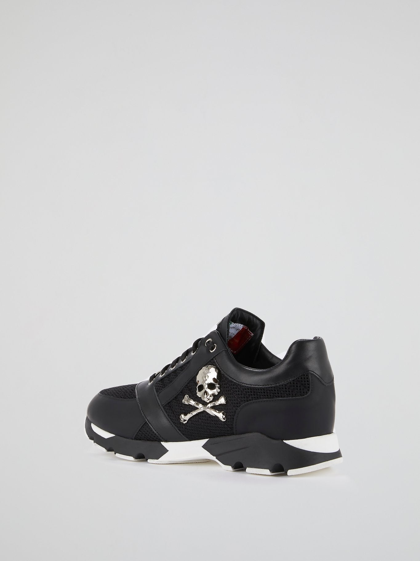 Black Mesh Panel Skull Trainers