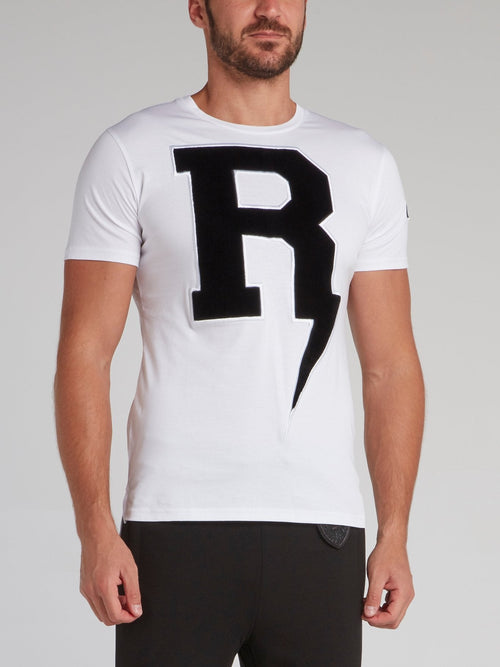 Thunderbolt White Embroidered T-Shirt