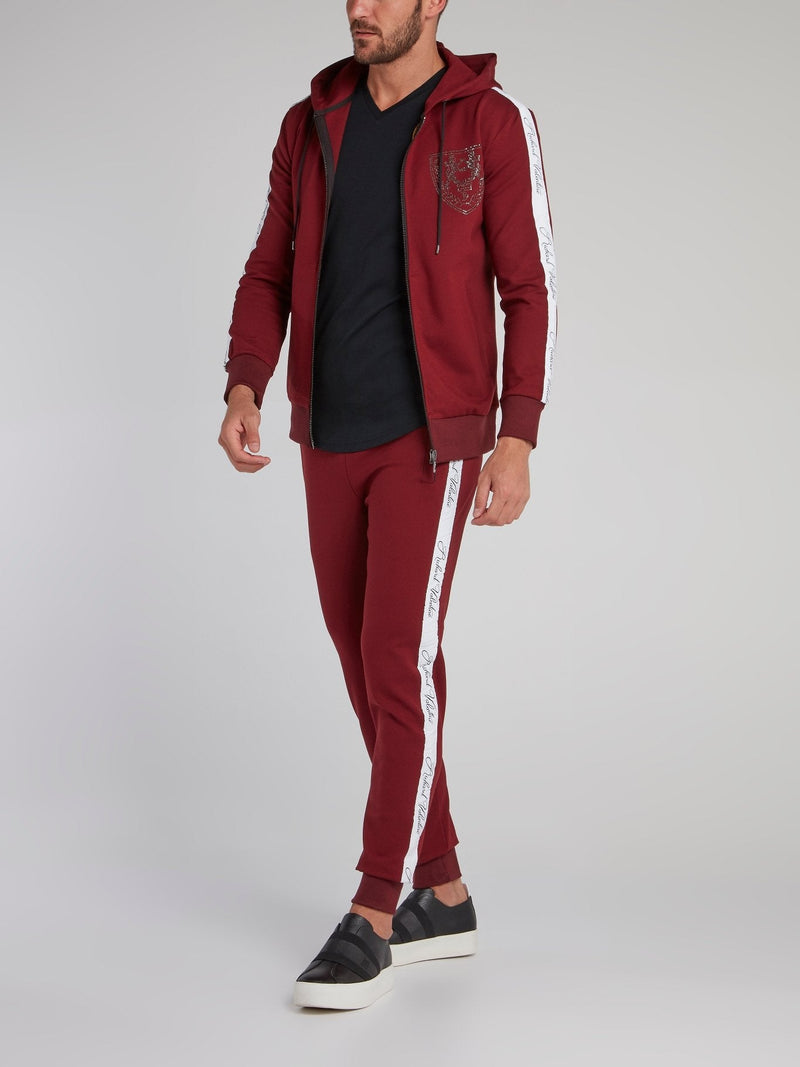 Burgundy Logo Tape Jogging Trousers