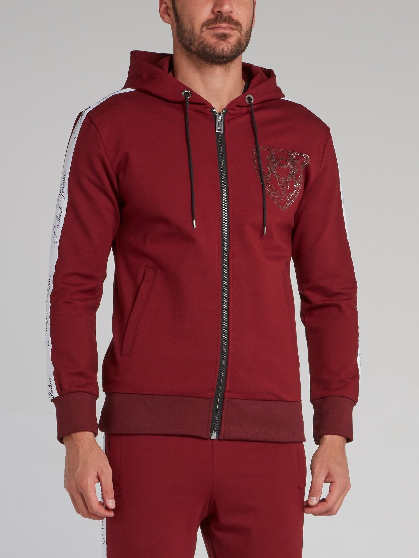 Burgundy Logo Tape Jogging Jacket