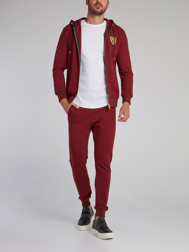 Burgundy Zip Up Track Jacket