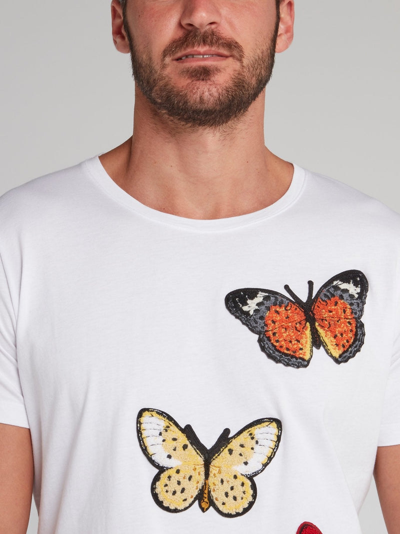 White Butterfly Patch T-Shirt