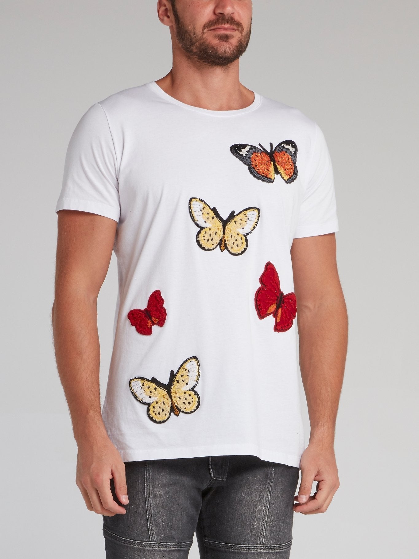 White Butterfly Patch T-Shirt