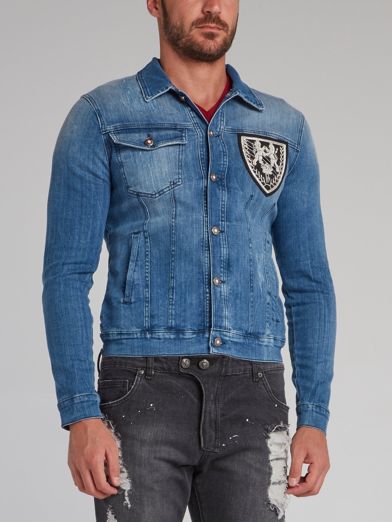 Erick Blue Distressed Denim Jacket