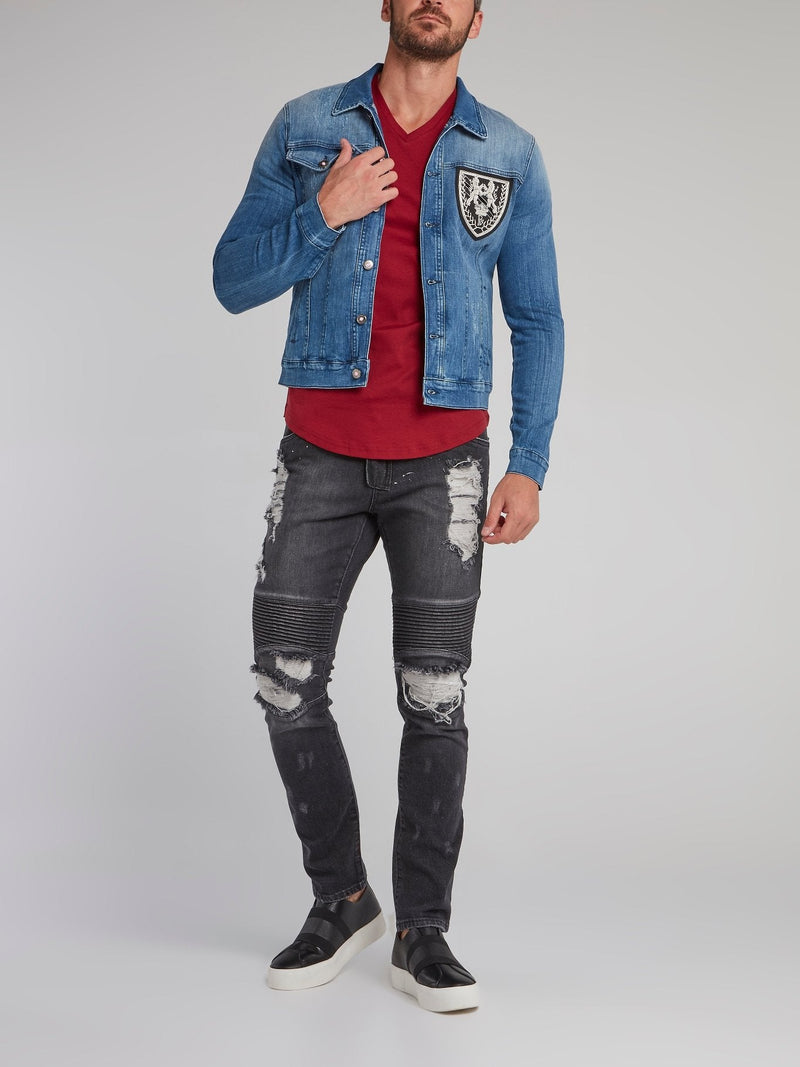 Erick Blue Distressed Denim Jacket