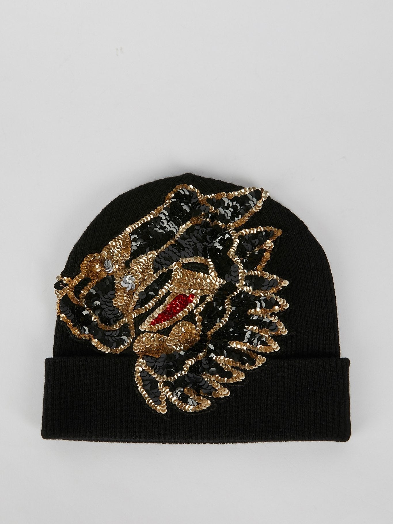 Black Multi-Sequin Beanie Cap