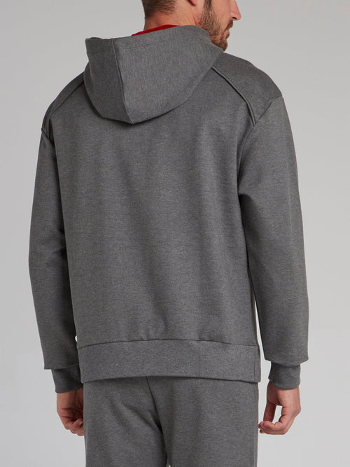 Grey Monogram Appliquéd Hoodie