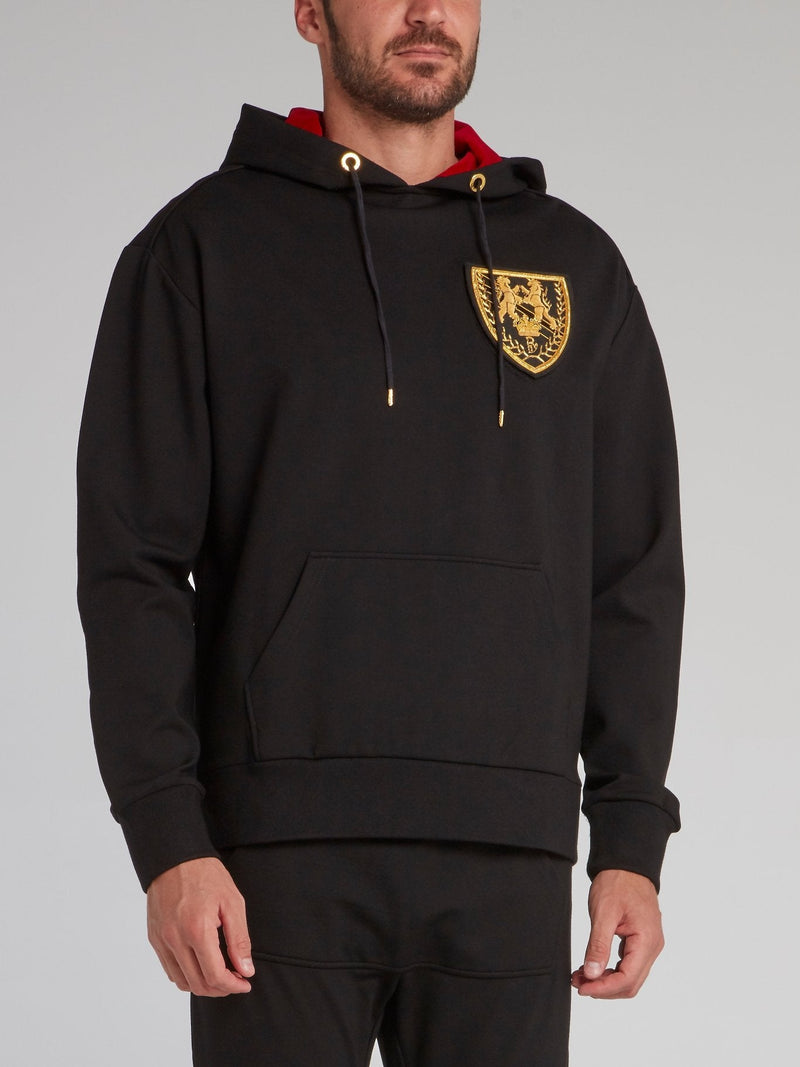 Black Monogram Appliquéd Hoodie