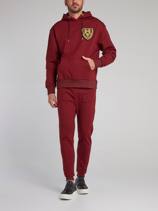 Burgundy Front Pocket Track Pants