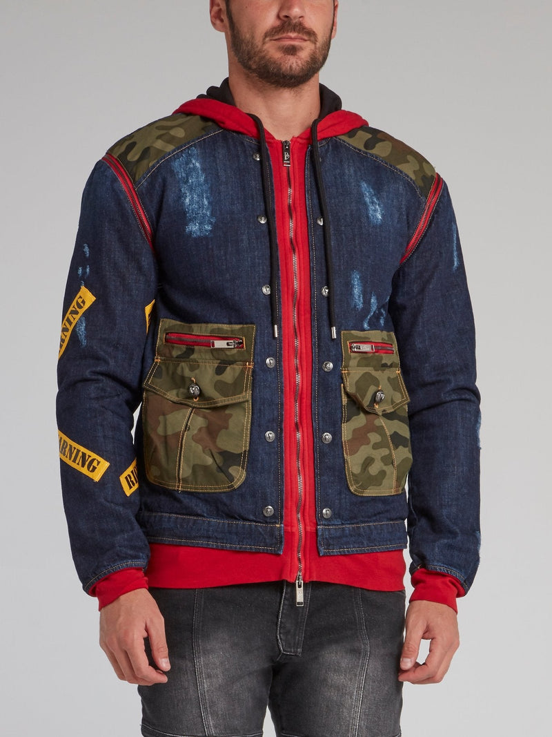 Meyer Navy Camo Patch Denim Jacket