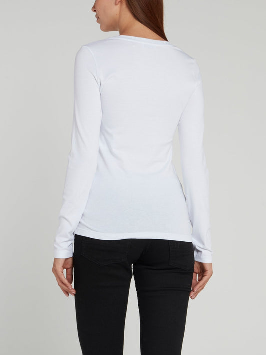 White Logo Long Sleeve T-Shirt