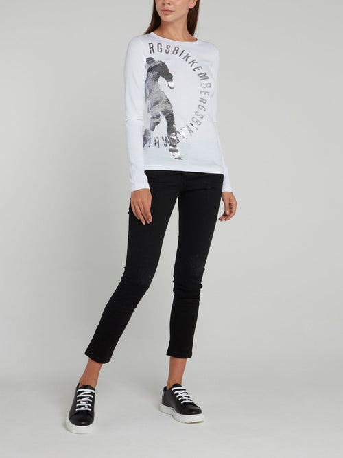 White Logo Long Sleeve T-Shirt