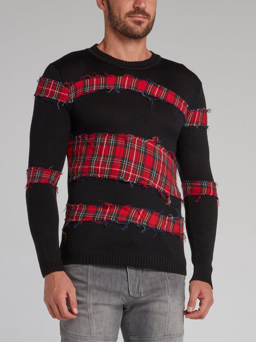 Shane Black Check Panel Pullover