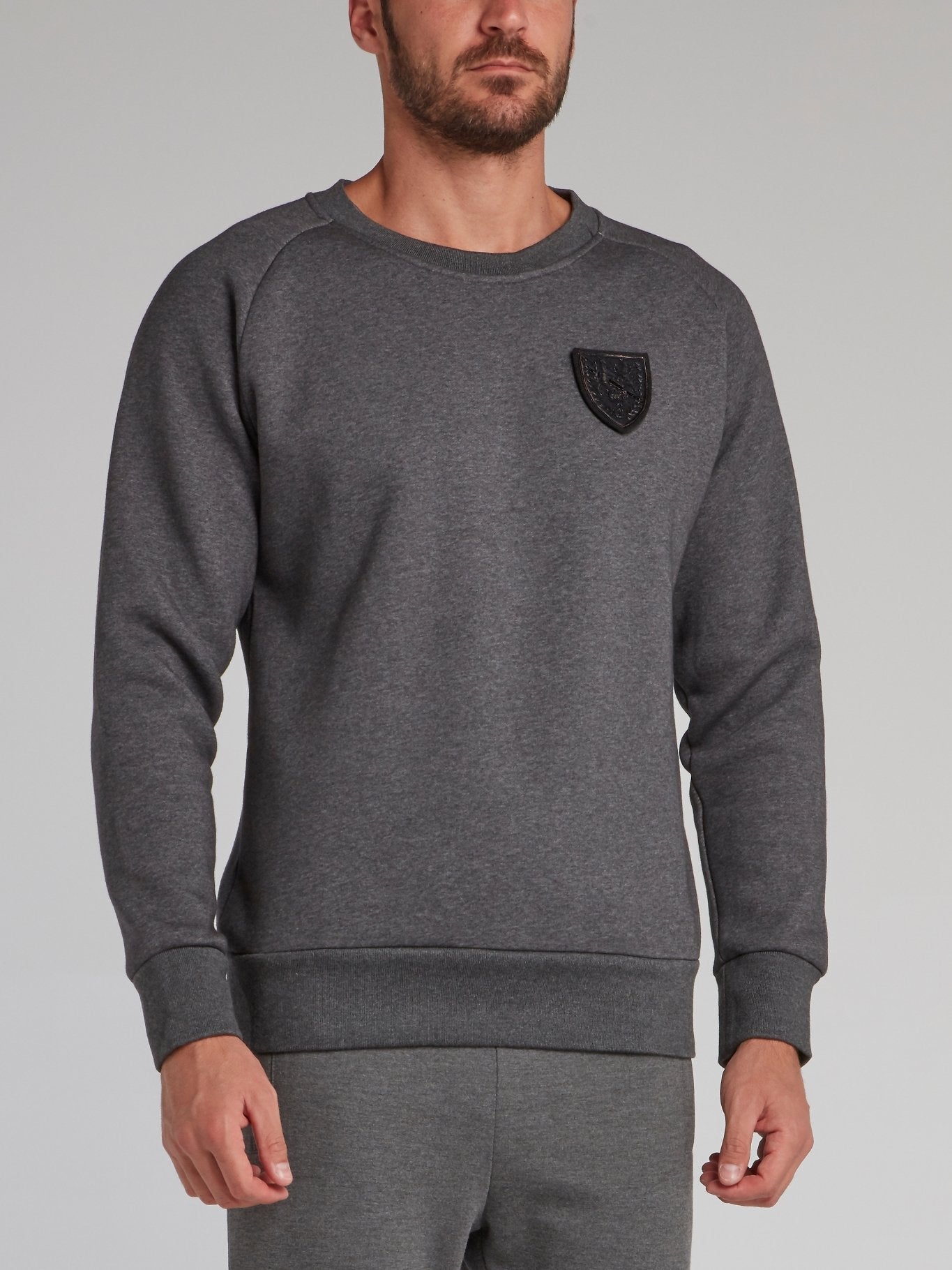 Grey Appliquéd Crewneck Sweatshirt