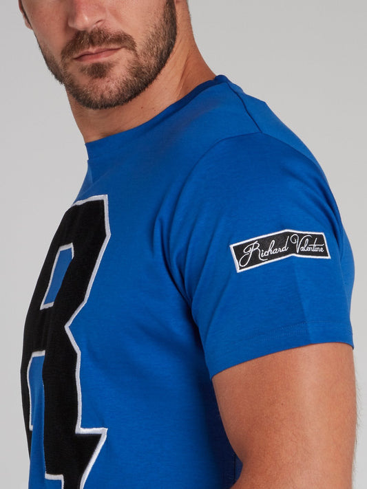 Thunderbolt Blue Embroidered T-Shirt