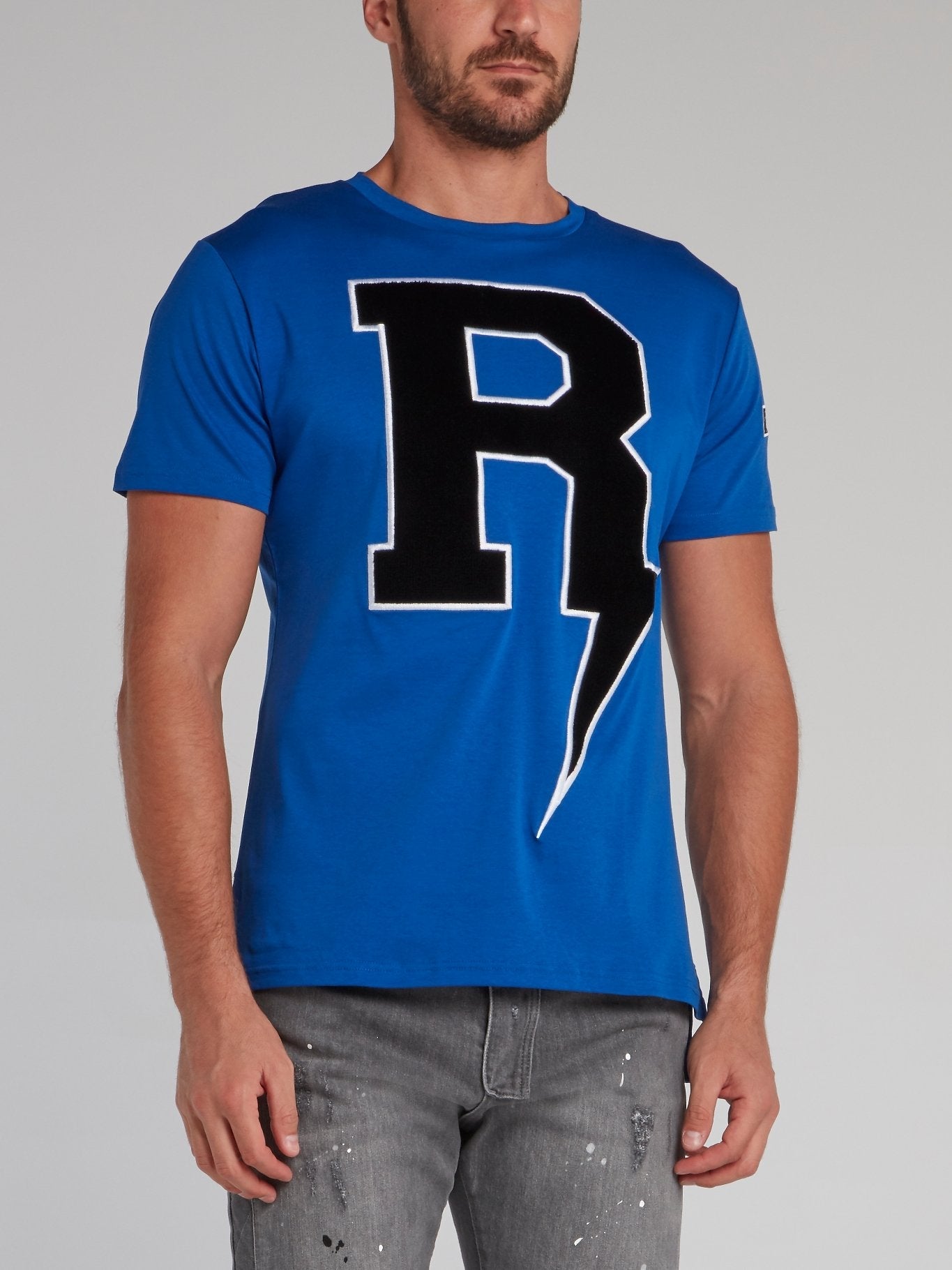 Thunderbolt Blue Embroidered T-Shirt