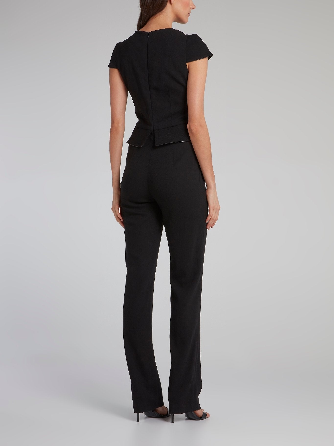 Black Pearl Embellished Peplum Jumpsuit