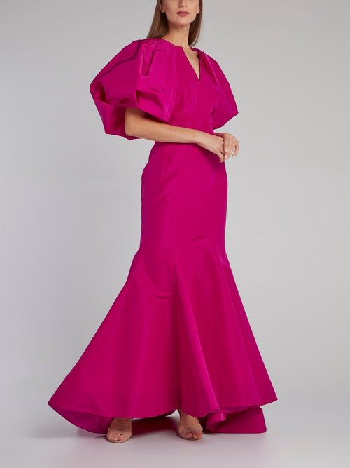 Fuchsia Structured Silk Faille Dress