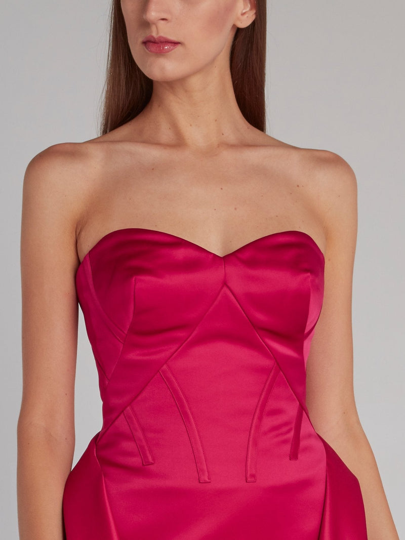 Fuchsia Sweetheart Neckline High-Low Dress