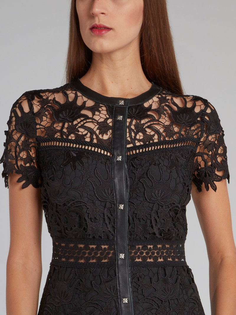 Fonollosa Black Macrame Dress