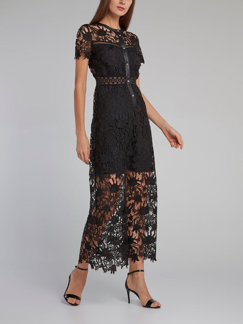 Fonollosa Black Macrame Dress