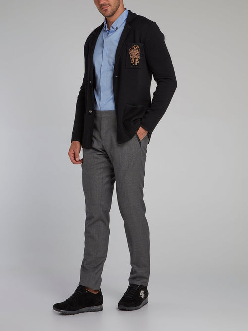 Black Monogram Knitted Blazer