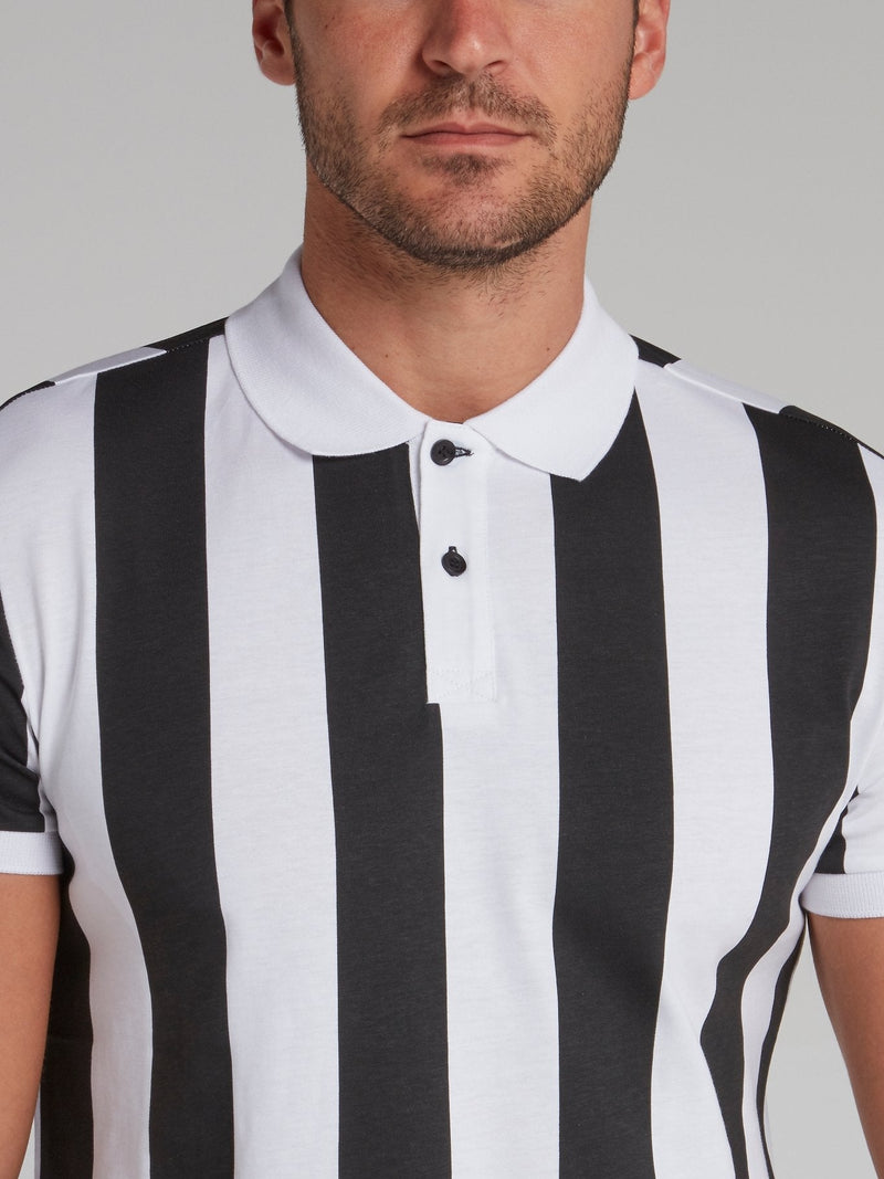 Sport Print Striped Polo Shirt