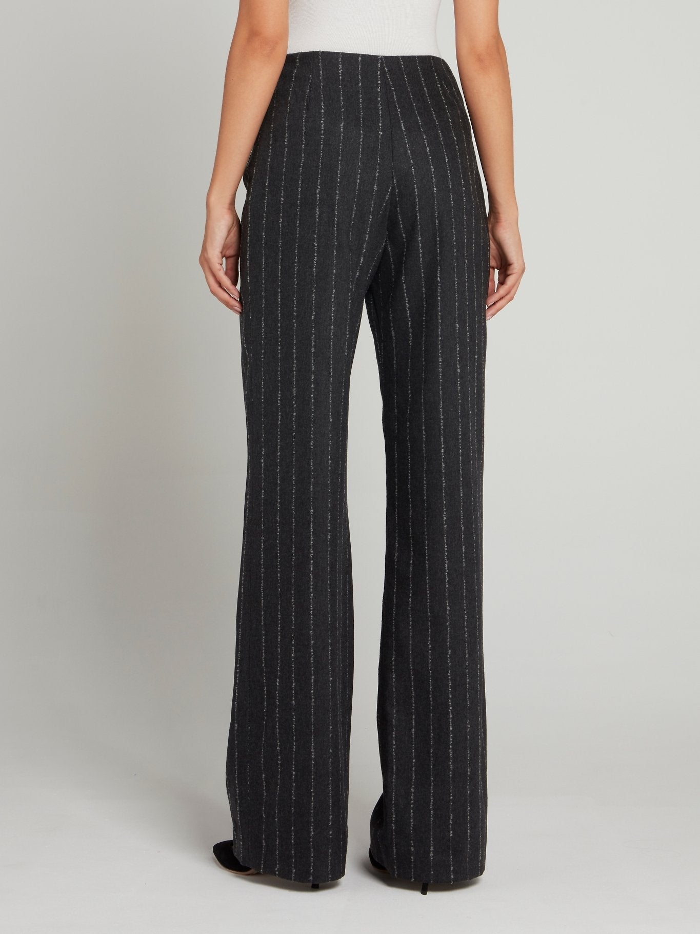 Grey Pinstripe Wide Leg Pants