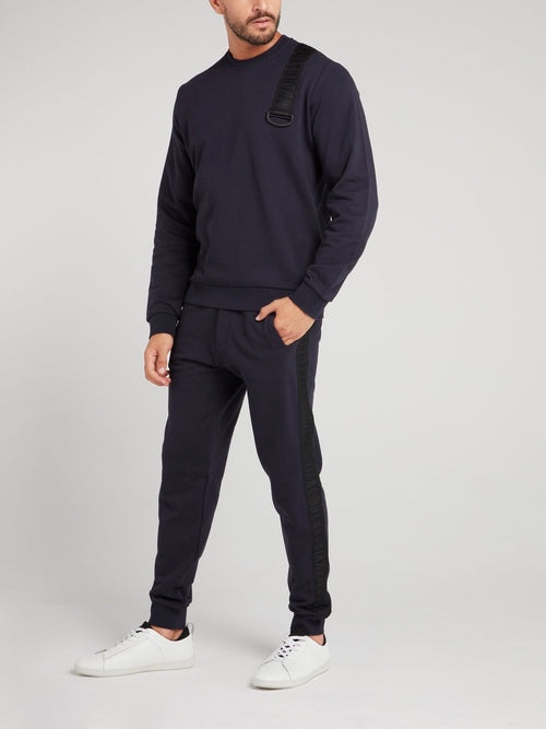 Navy Logo Tape Fleece Pants