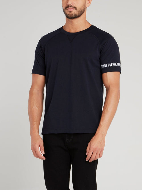 Navy Logo Sleeve T-Shirt