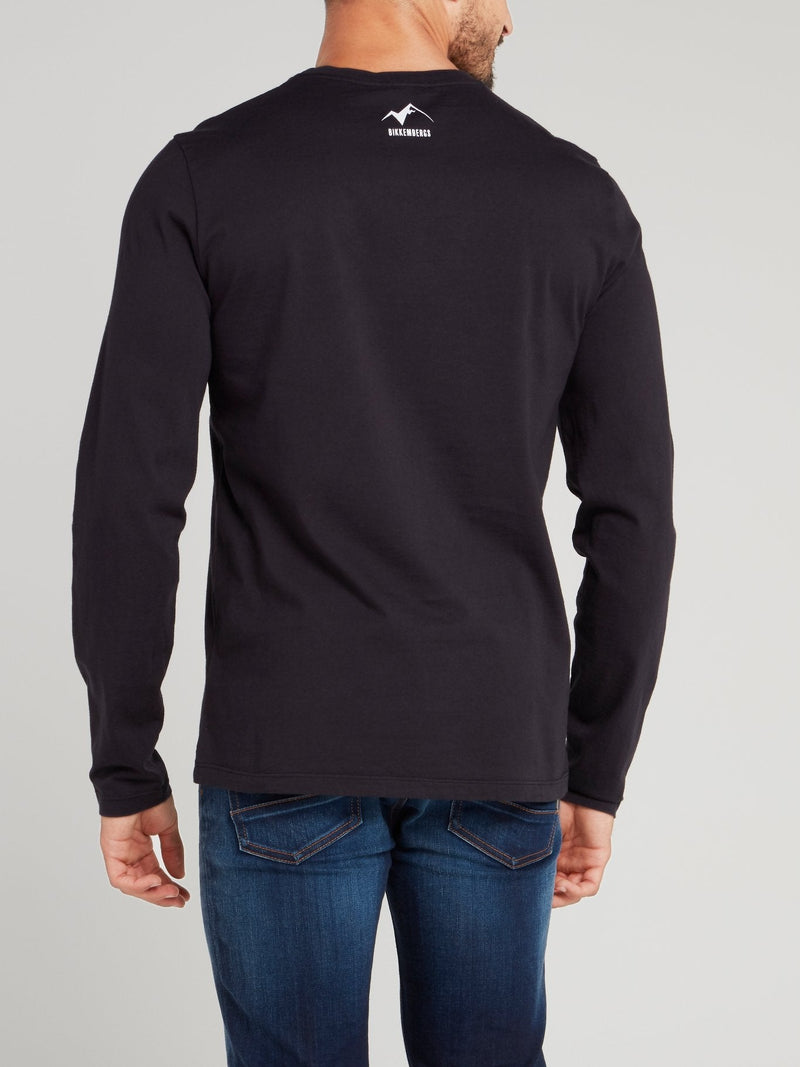 Navy Graphic Print Long Sleeve T-Shirt