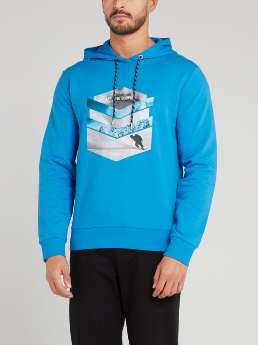 Blue Chevron Graphic Hoodie Sweatshirt