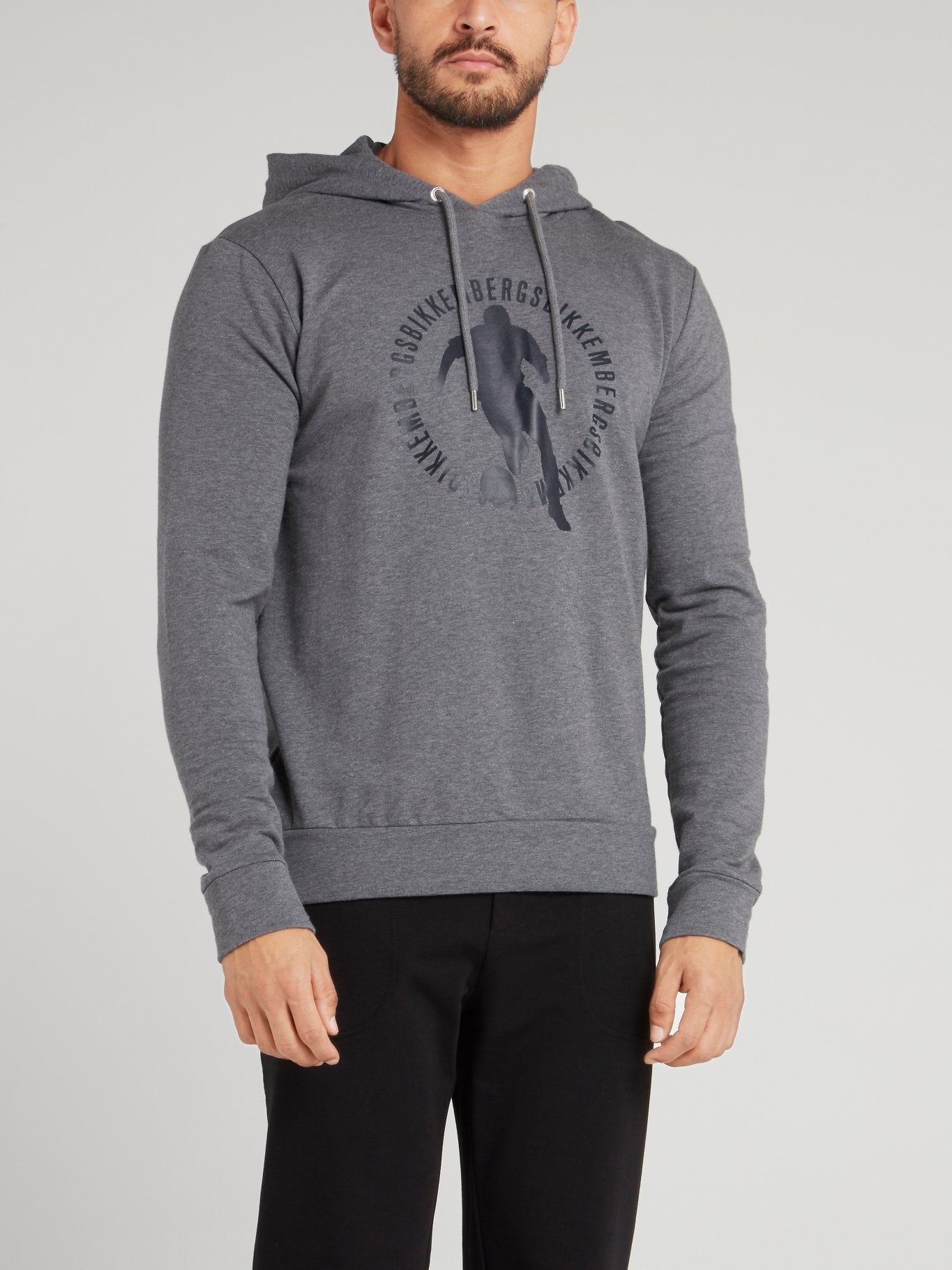 Grey Sport Logo Hoodie Sweatshirt