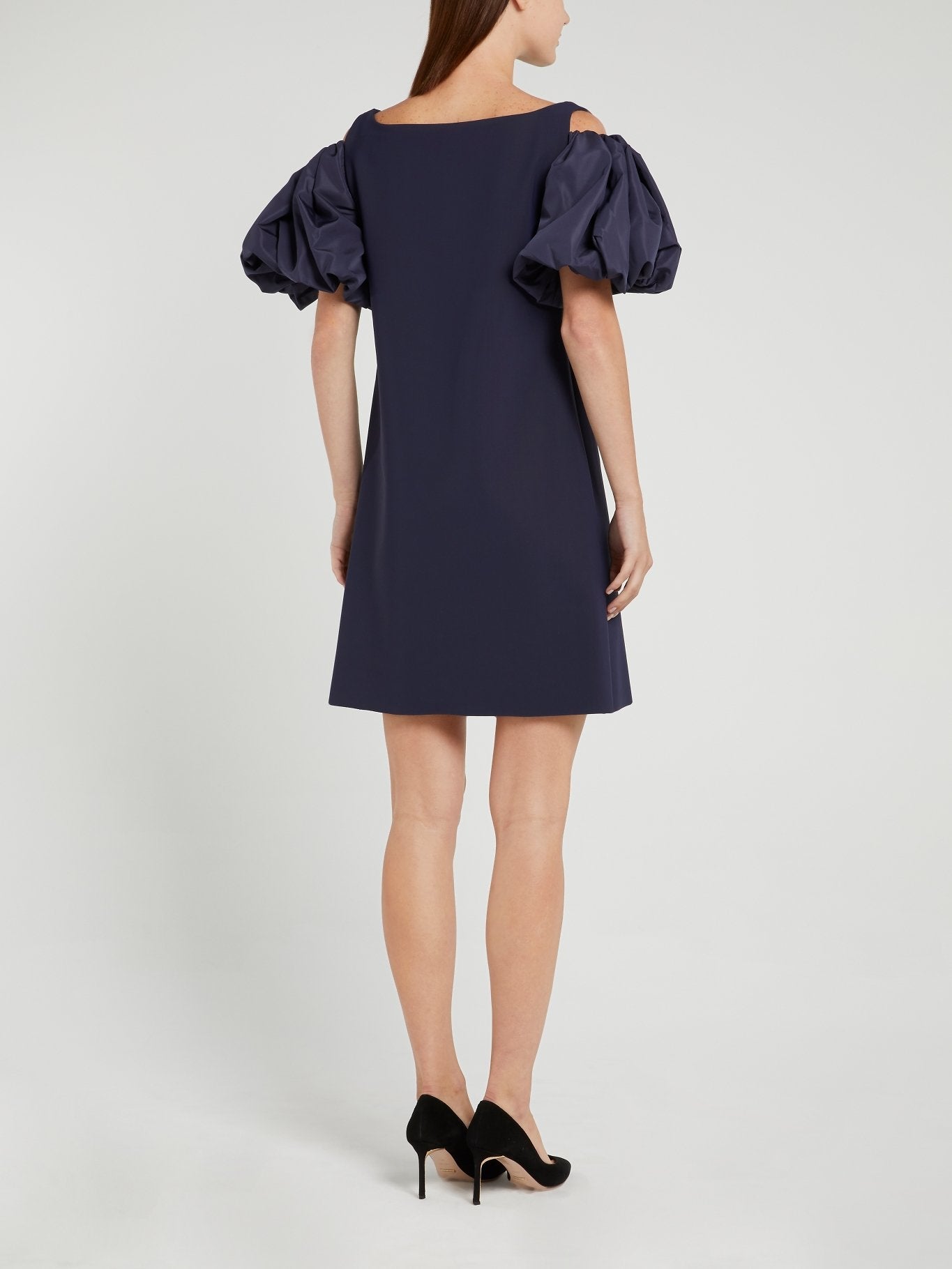 Isla Taf Navy Flounce Sleeve Mini Dress