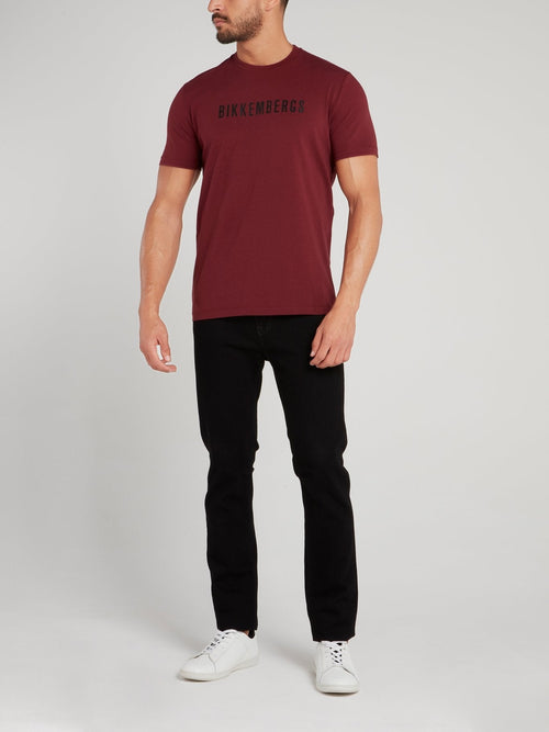 Burgundy Logo Print T-Shirt