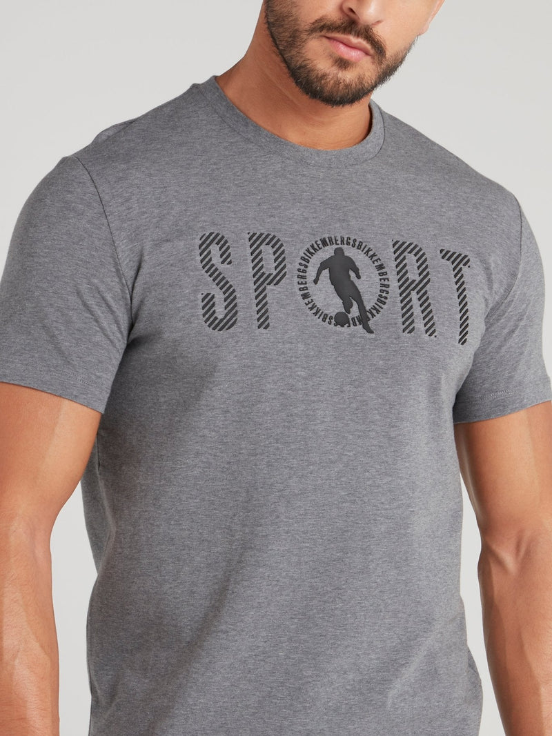 Grey Sport Print T-Shirt