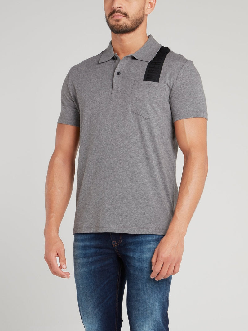 Grey Logo Strap Polo Shirt