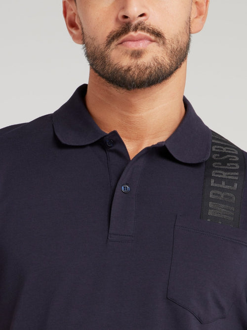 Navy Logo Strap Polo Shirt