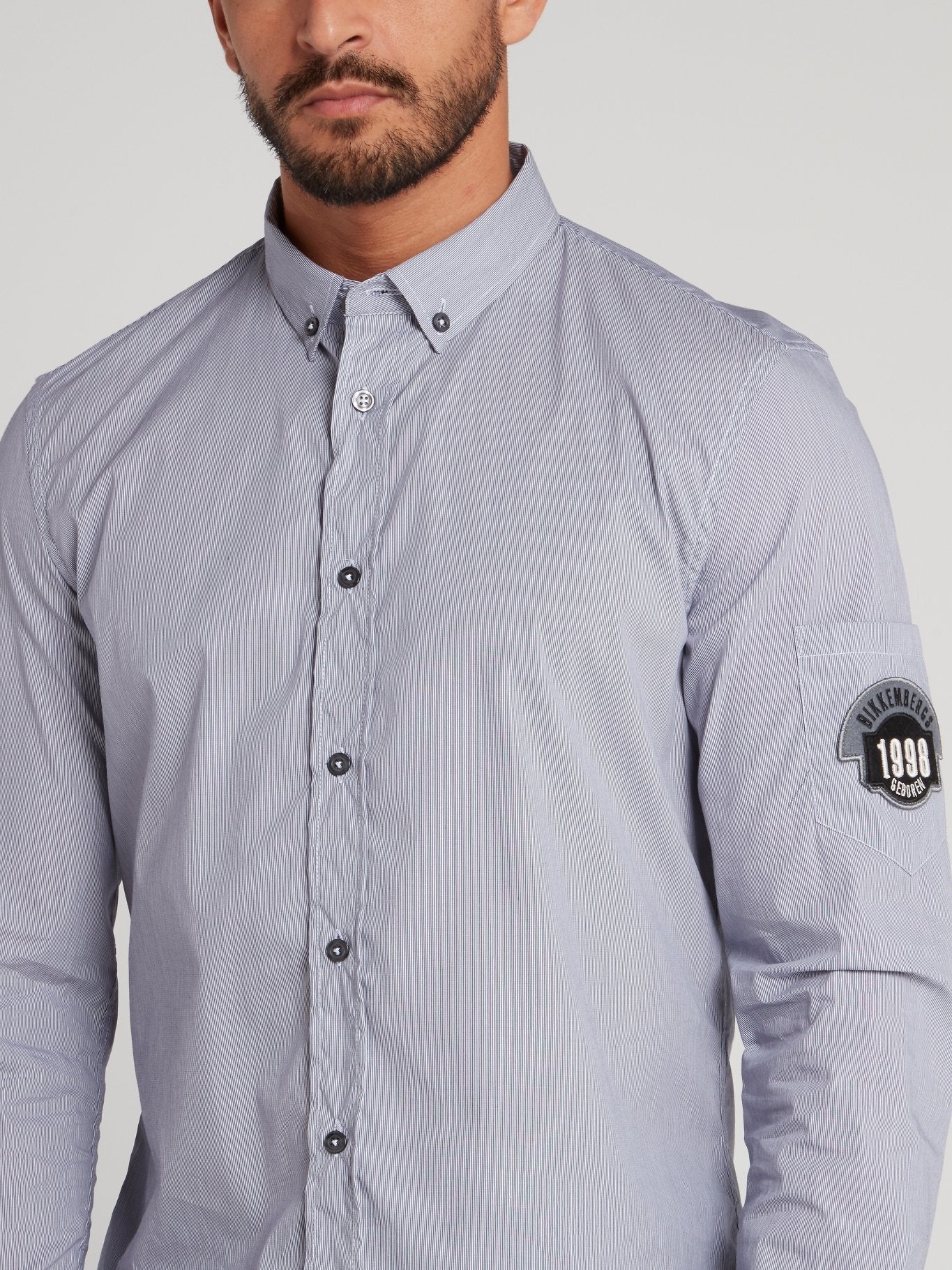 Blue Appliquéd Pinstripe Shirt