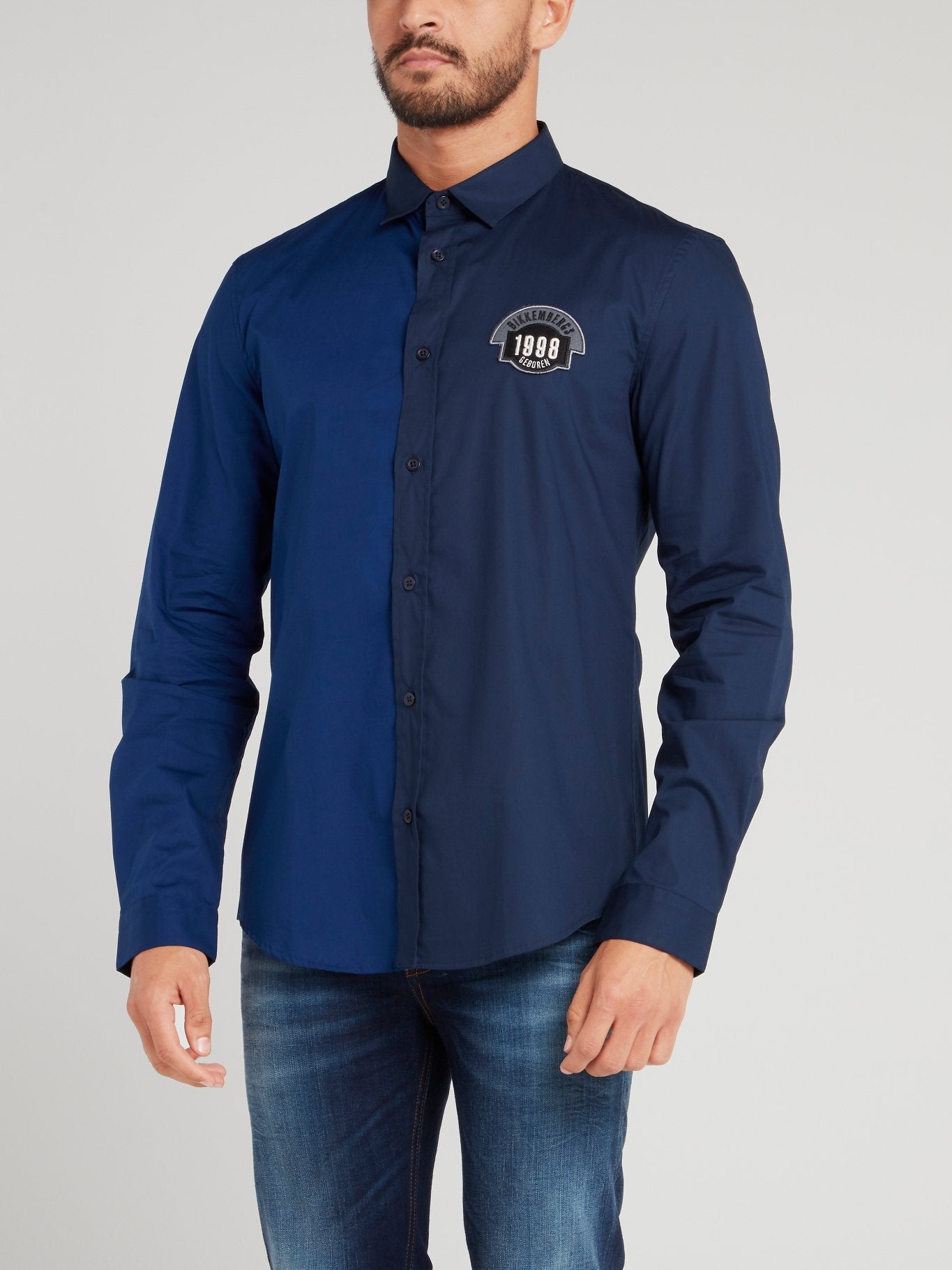 Navy Logo Appliquéd Shirt